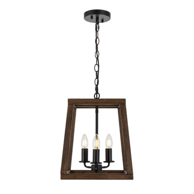Dalton 3 Light Warm Walnut Country Style Pendant Lamp