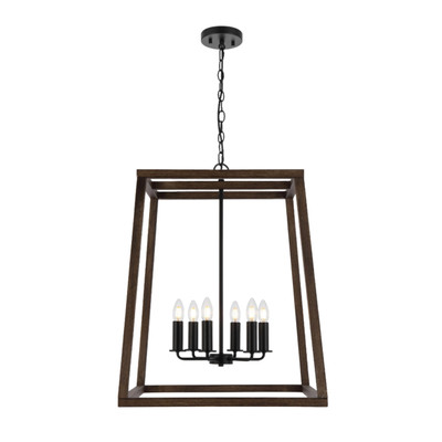 Dalton 6 Light Warm Walnut Country Style Pendant Lamp