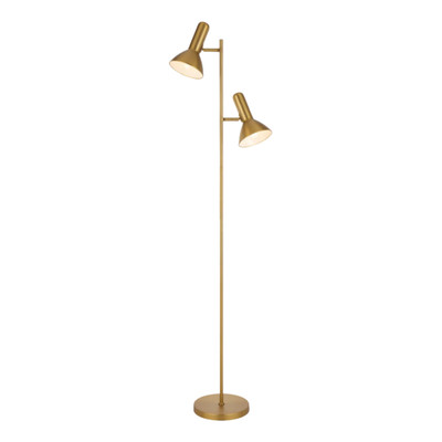 Hyvik Matt Brass Twin Lights Floor Lamp