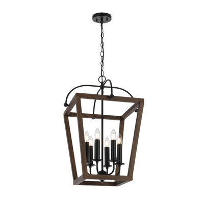 Lacota 6 Light Warm Walnut French Provincial Lantern Pendant