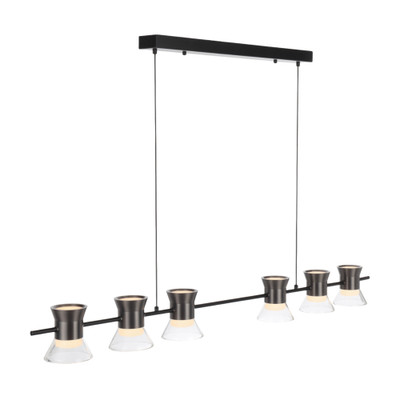 Tipico 6 Light Gun Metal Linear LED Pendant