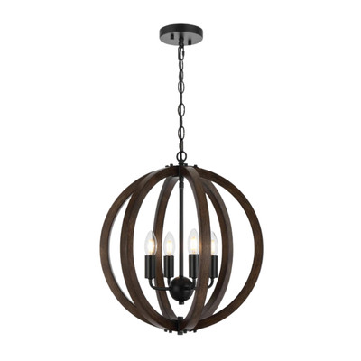 Vestal 4 Light Warm Walnut Spherical Rustic Pendant