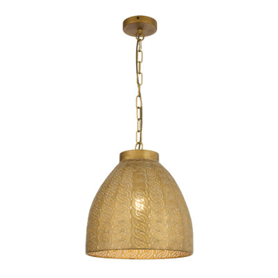 Atticus Perforated Iron Antique Brass Dome Pendant Light