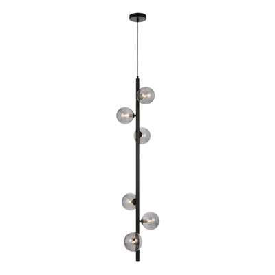 Edmonton Six Light Smooth Smoke Glass Black Pendant