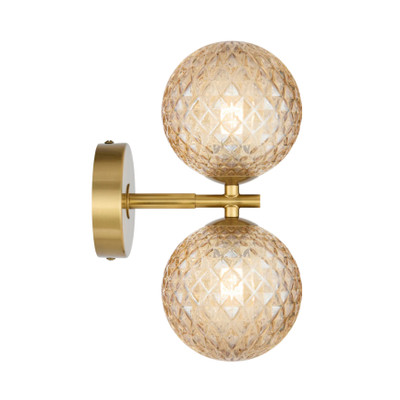 Foscani Diamond Cut Amber Glass Gold Twin Wall Light