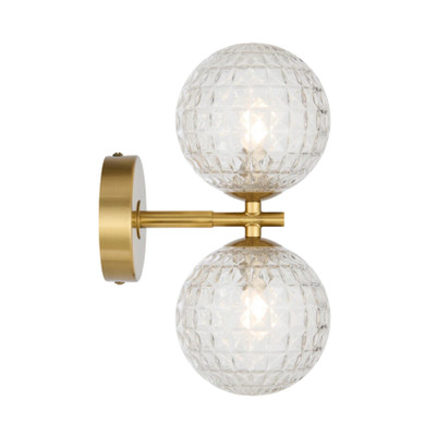 Foscani Diamond Cut Clear Glass Gold Twin Wall Light