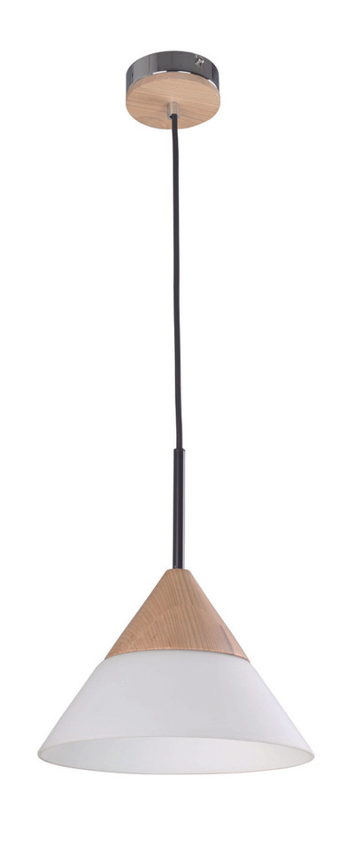 Wide Wood Cone Pendant Light