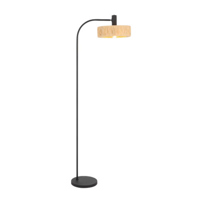 Katniss Natural Raffia Black Floor Lamp