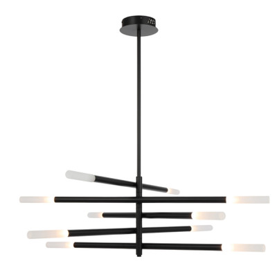 Pinsk Ten Light Black Rod Contemporary Pendant