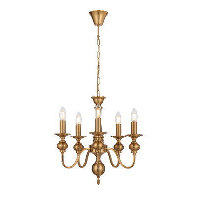 Sheridan Five Light French Provincial Copper Candelabra Chandelier