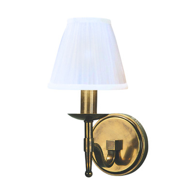 Stanford 1 Light Brass Wall Lamp - White