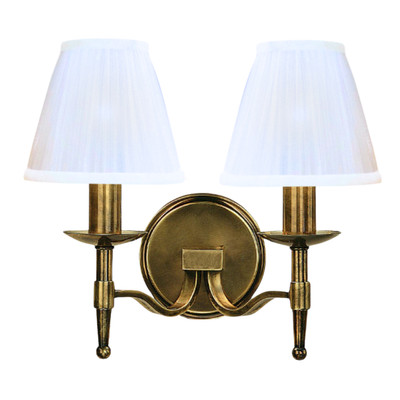 Stanford 2 Light Brass Wall Lamp - White