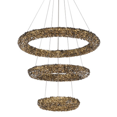 Silica Three Tiered Grey Crystal Torus LED Chandelier