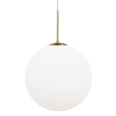 Kule White Blown Glass Brass LED Pendant