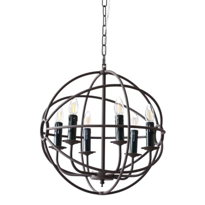 Orbit 6 Light Rustic Vintage Farm House Pendant Light