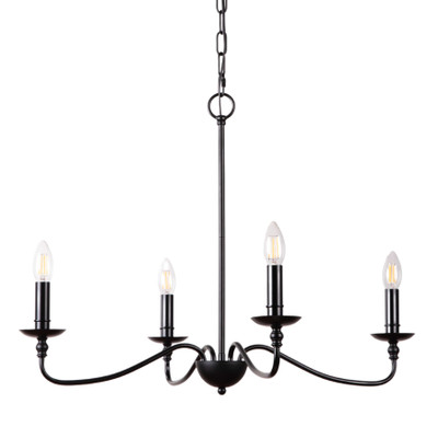 Mia Four Arm Black Vintage Chandelier