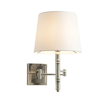 Royal Swing Arm Nickel Wall Light with White Shade