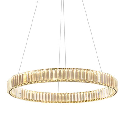 Luxxus Ring Brass Glass LED Statement Pendant Light