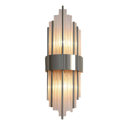 Herx 2 Light Silver Clear Glass Rods Wall Light