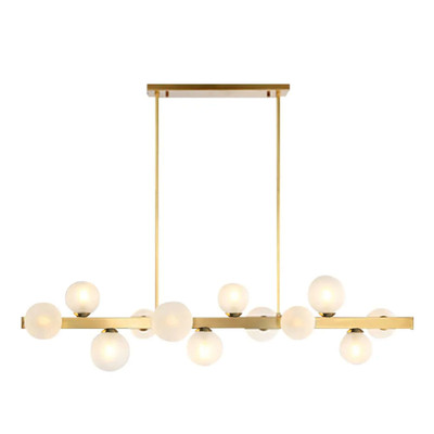 Slim 12 Round Lights Brass Linear Chandelier