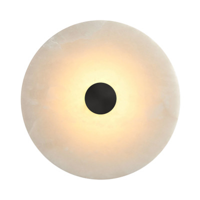 Astra White Circular Alabaster Black Wall Light