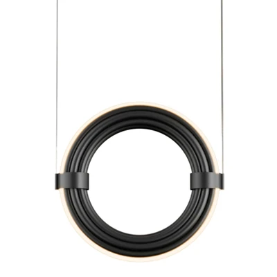 Elli Stacked Metal Rings LED Pendant - Black