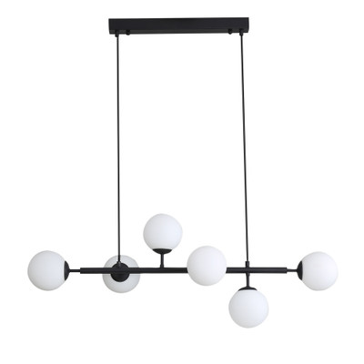 Arvin 6 Light Opal Glass Black Pendant Light