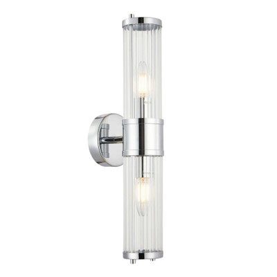 Belfast Chrome Clear Rod Glass Up and Down Wall Light