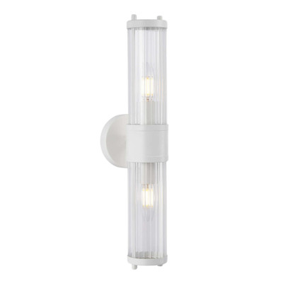 Belfast White Clear Rod Glass Up and Down Wall Light