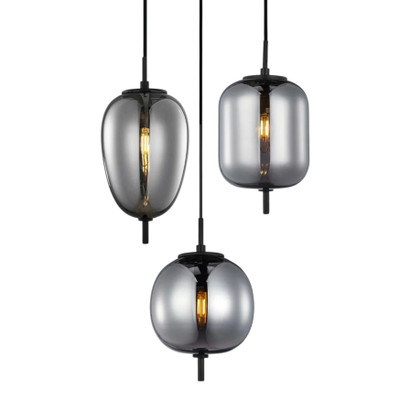 Gaspar Smoke Mirror Glass Black Multi-Light Pendant