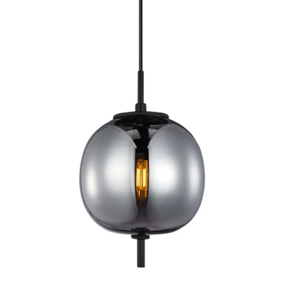 Gaspar Smoke Mirror Glass Round Black Pendant Light