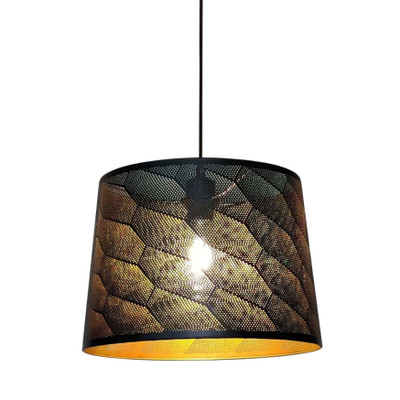 Ipil Black Tapered Laser Cut Pendant - Honeycomb