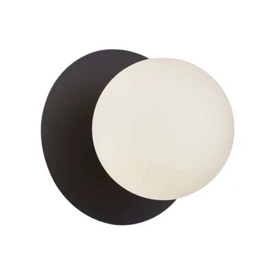 Roseburg Opal Glass Black Round Wall Light