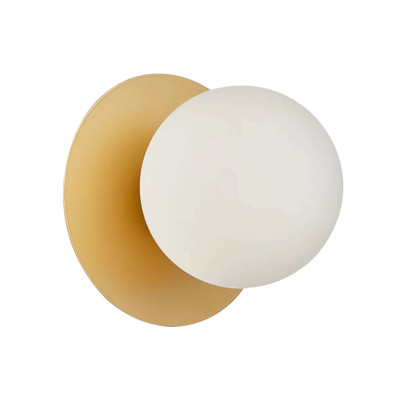 Roseburg Opal Glass Gold Round Wall Light