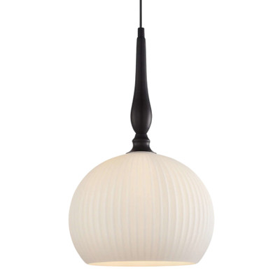 Toluca Ribbed Frosted Glass Black Pendant Light