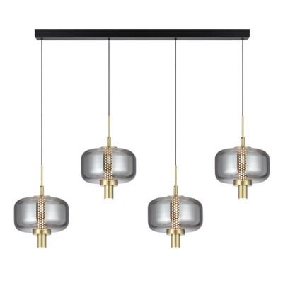 Kotovo 4 Light Matt Black Smoke Glass Bar Pendant