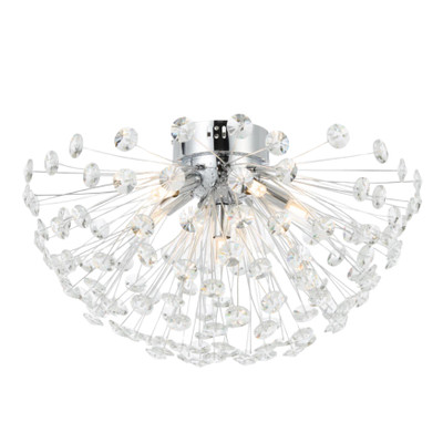 Lerida 6 Light Sputnik Close to Ceiling Light - Chrome