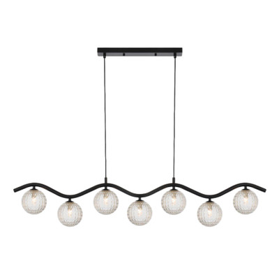 Osman 7 Light Diamond Cut Clear Glass Black Pendant