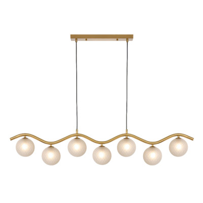 Osman 7 Light Diamond Cut Frosted Glass Gold Pendant
