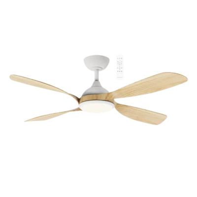 Hampton 52 Smart DC Ceiling Fan with LED Light - White & Oak