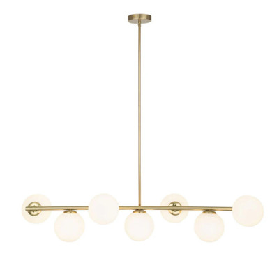 Pandora 7 Light Opal Glass Brass Pendant Light