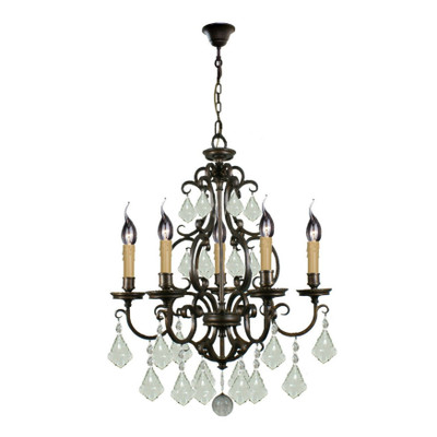 Louis 15th Classic 5 Light Beige Candle Chandelier - Bronze