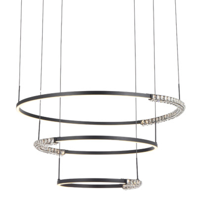Fabriano Three Tiered Black 3CCT LED Ring Chandelier