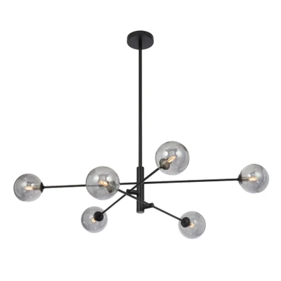 Grayson 6 Light Smooth Smoke Glass Black Pendant