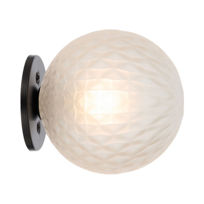 Grayson Diamond Cut Frosted Glass Black Wall Light