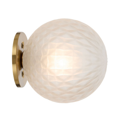 Grayson Diamond Cut Frosted Glass Gold Wall Light