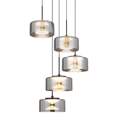 Juliaca 5 Light Smoke Glass 3CCT LED Cluster Pendant