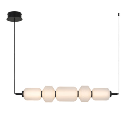 Toledo Five Light Frosted Glass Linear Bar Matt Black Pendant