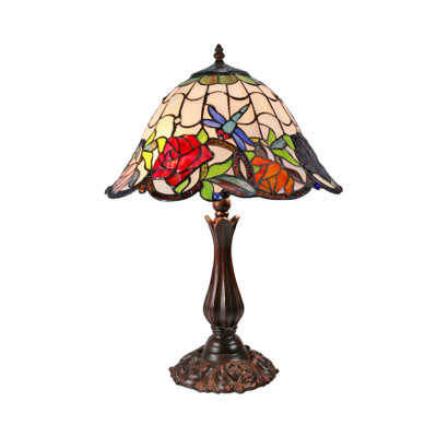 Rose & Dragonfly Tiffany Table Lamp