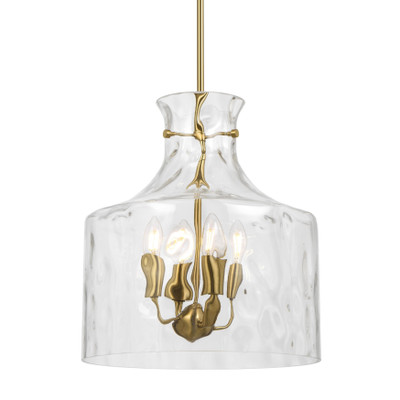 Nampa Antique Gold Hammered Glass Quad Light Pendant